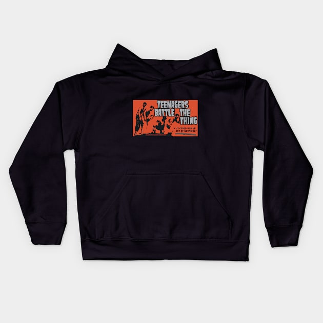 Teenagers Battle The Thing Kids Hoodie by Movie Vigilante